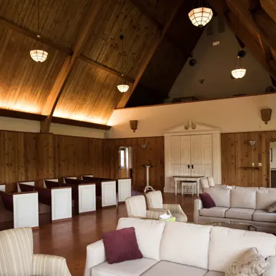 seating and pews inside chapel