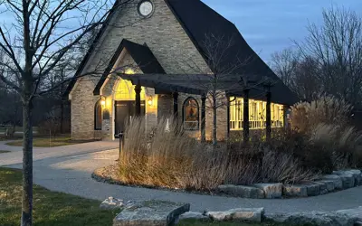Chapel lit up at night