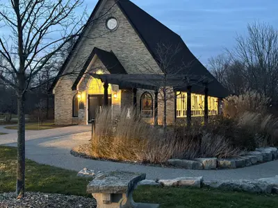 Chapel lit up at night