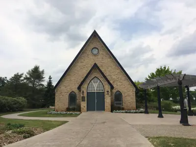 Front of small chapel in the woods