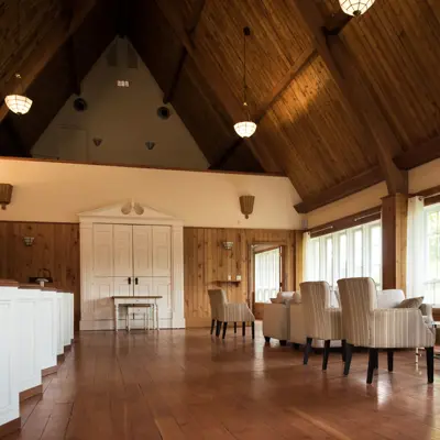 seating and aisle inside chapel